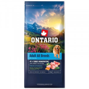 ONTARIO DOG ADULT ALL BREED MONOPROTEIN TURKEY & SWEET POTATO suņu barība 12kg